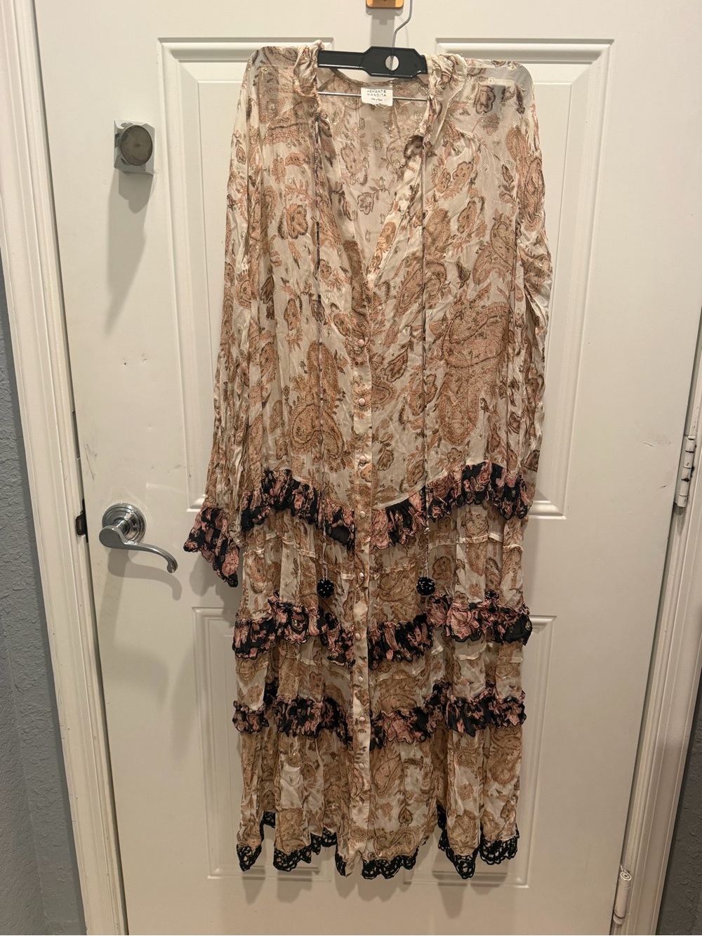 Hemant & Nandita Black Luana Maxi Dress in Georgette - Picture 2 of 4